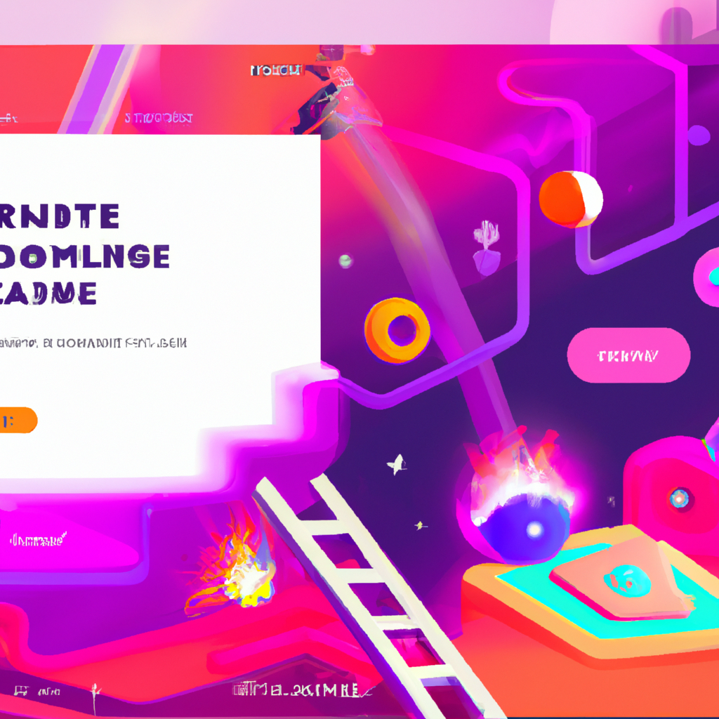 Gameplay screenshot: neon ladder with HUD